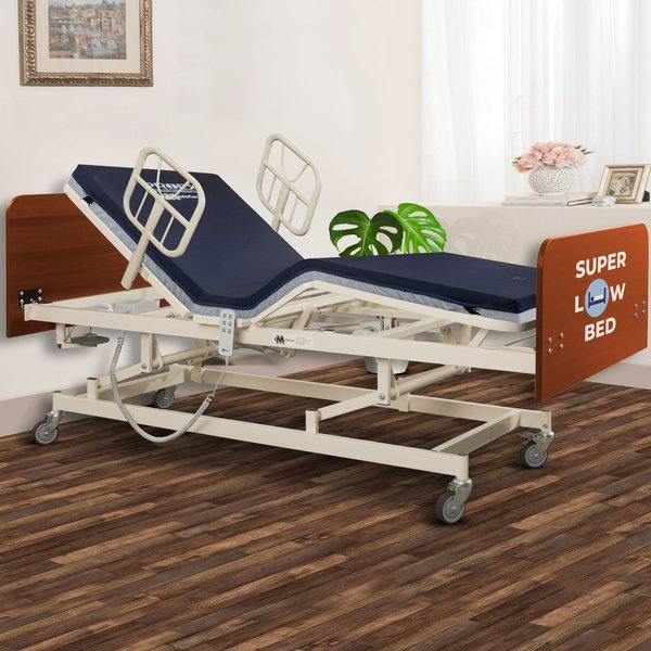 Medacure Standard Height Fixed Width Hospital Bed, Fully Electric with ProEx 42 Mattress MC-SLB42MP0KA